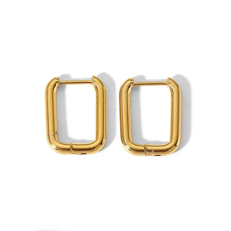 1 Pair Simple Commute Style Solid Color Square Star Heart Geometric Stainless Steel 18K Gold Plated Women's Hoop Earrings 